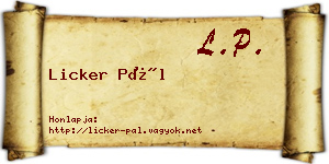 Licker Pál névjegykártya